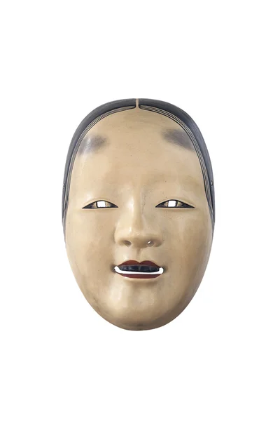 孤立的白色背景上的古董日本面具 — 图库照片