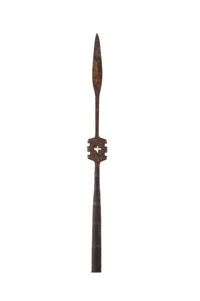 Cabeça de lança antiga isolada no fundo branco — Fotografia de Stock