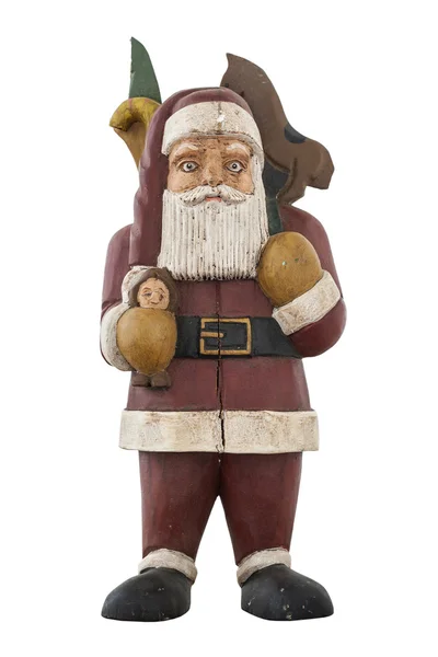 Antique wooden santa isolated on white background Stock Picture
