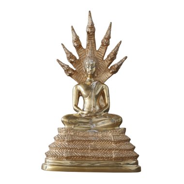 Antik Bronz Buda naga ile beyaz zemin üzerine izole
