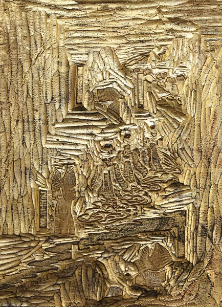 Antik trä rista med förgylla — Stockfoto