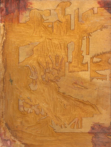 Antik gelbe Holzschnitzerei — Stockfoto