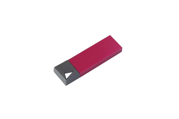 Moderní růžová flash disk izolovaných na bílém pozadí — Stock fotografie
