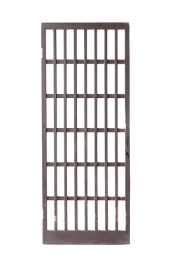 Beyaz arka plan üzerinde izole antika ahşap kapı