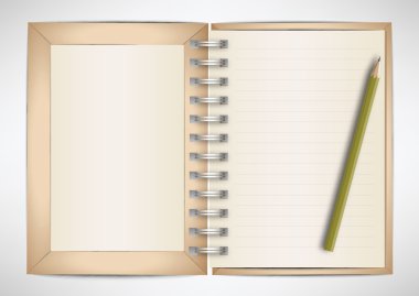 kahverengi defter ve kalem vektör