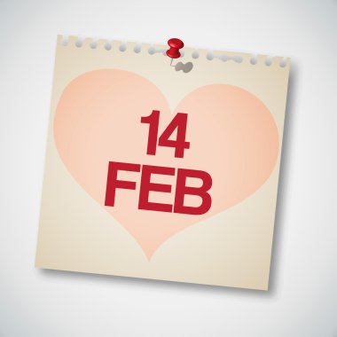 Not kağıdı vektör üzerinde 14 Şubat kalp