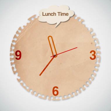 Öğle yemeği zaman kelimeleri ile saat kavramı vektör