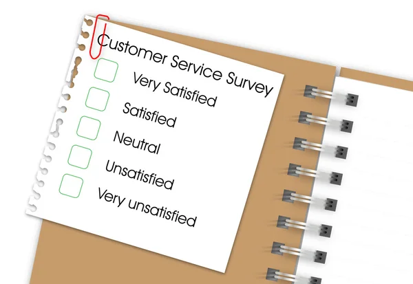 Survei layanan pelanggan dengan notebook - Stok Vektor