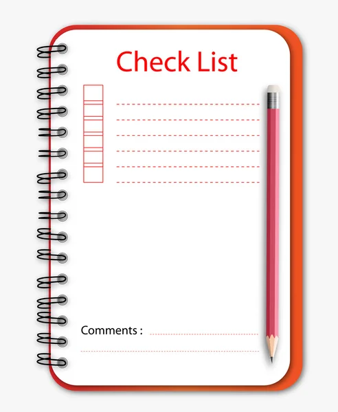 Check list notebook pencil — Stock Vector