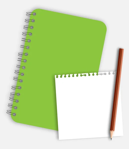 Note paper on green notebook — Stock Vector