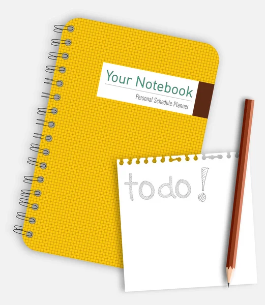 Per fare notare con la matita su notebook — Vettoriale Stock