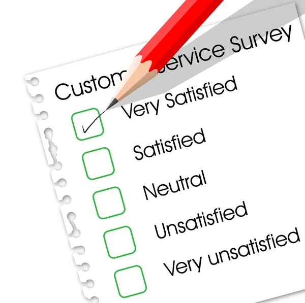 Very satisfied check box in customer service survey form — Stock Vector