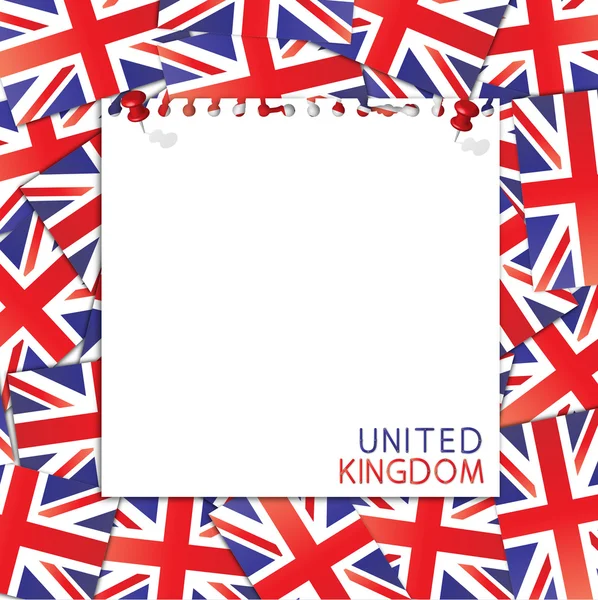 Note paper with United kingdom flag background — Stock Vector