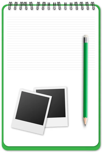 Cuaderno con lápiz fotográfico — Vector de stock