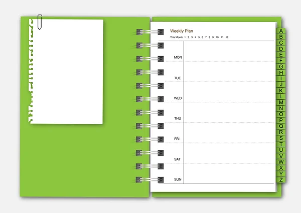 メモ用紙でノートブック プランナーのブックマーク — ストックベクタ