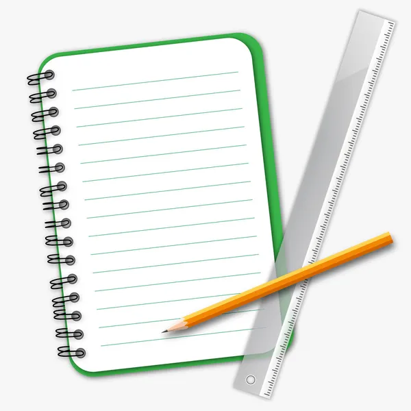 定規と鉛筆とノート — ストックベクタ