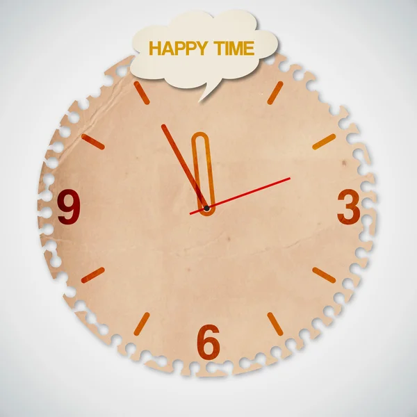 Happy time slovo o staré papírové hodiny — Stockový vektor