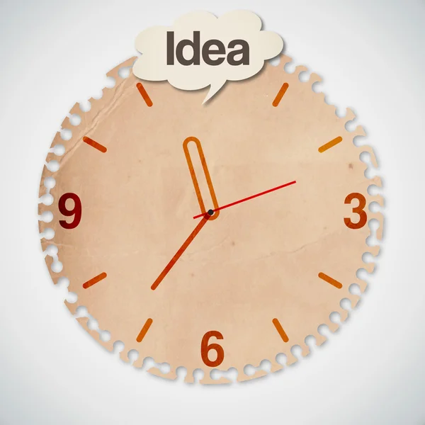 Idea Time word on Old Paper Clock — Stock Vector