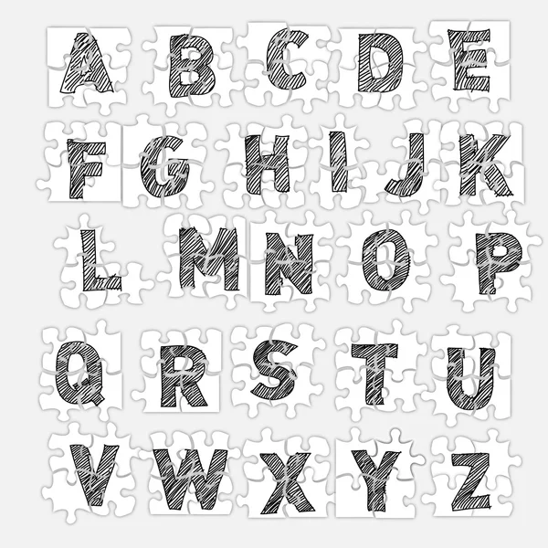 Sketch Alphabet jigsaw — Stock Vector