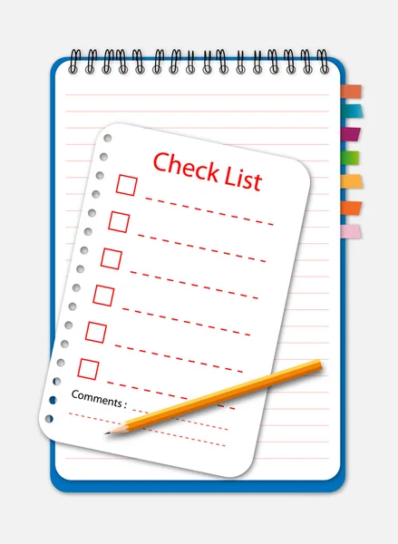 Notebook with checklist paper — Stock Vector