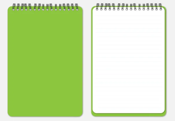 Cuaderno con cubierta verde — Vector de stock