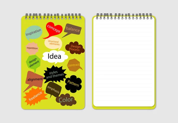 Notebook with concept idea cover — Stock Vector