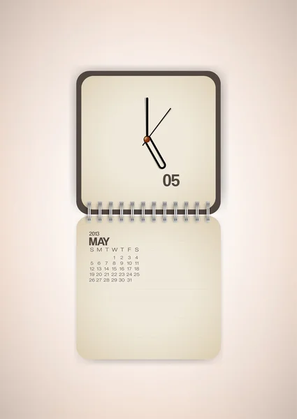 2013 Calendario Mayo Reloj Diseño — Archivo Imágenes Vectoriales