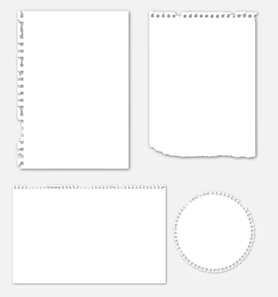 Collection of various ripped note paper — Stock Vector