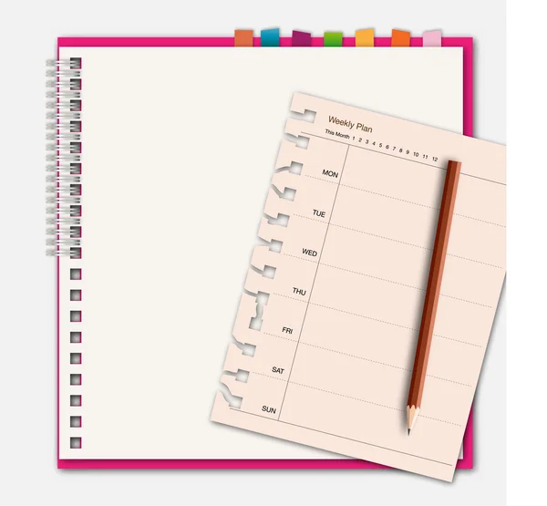 Cuaderno con horario semanal — Vector de stock