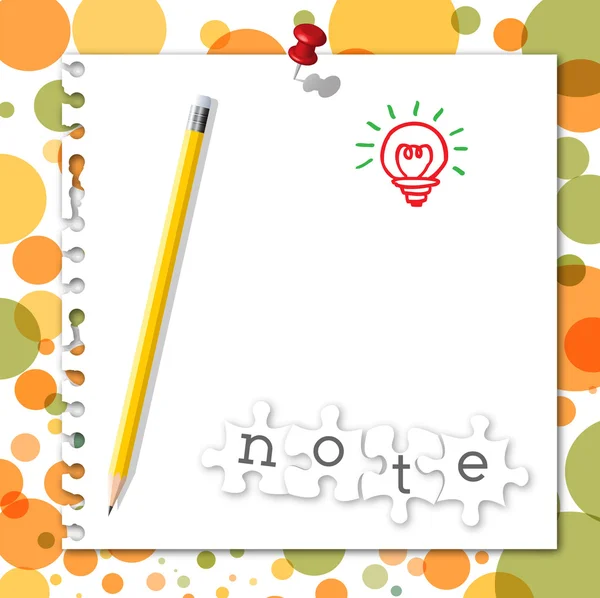 Notizpuzzle mit Bleistift auf Kreis-Hintergrund — Stockvektor