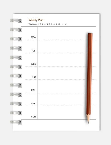 Organizador del cuaderno y lápiz — Vector de stock