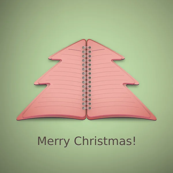 Cuaderno del árbol de Navidad feliz — Vector de stock