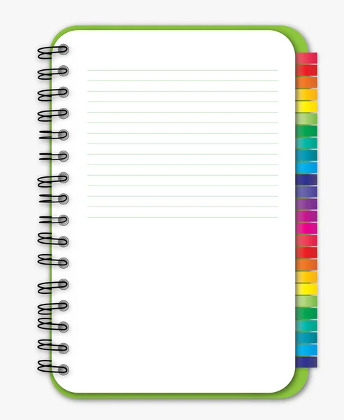 Notebook with colorful bookmark — Stock Vector