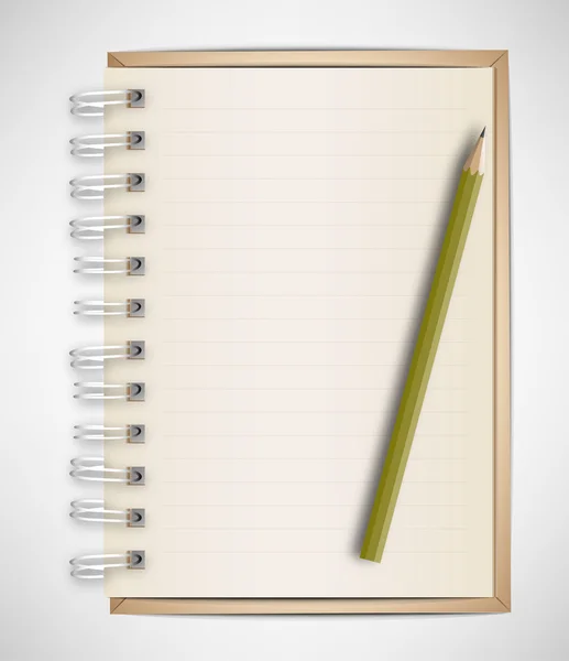 Braunes Notizbuch und Bleistift — Stockvektor