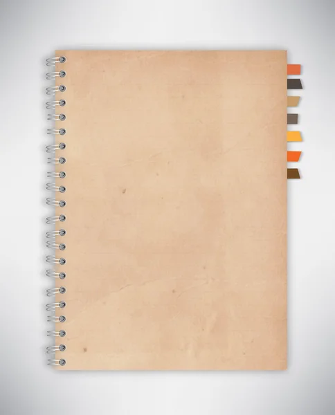 Oude notebookpapier met bookmarks — Stockvector