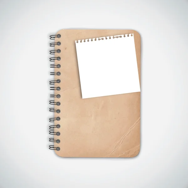 Caderno Grunge velho com papel — Vetor de Stock