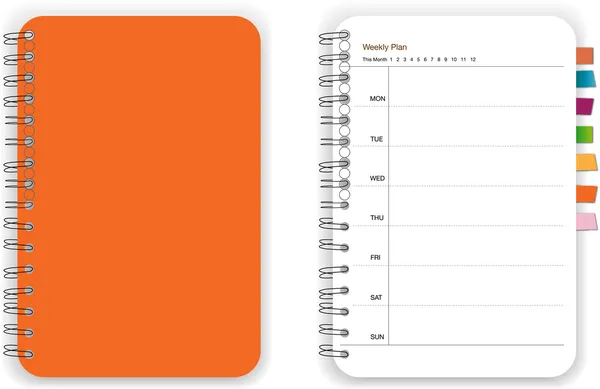 Orange notebook planner — Stock Vector