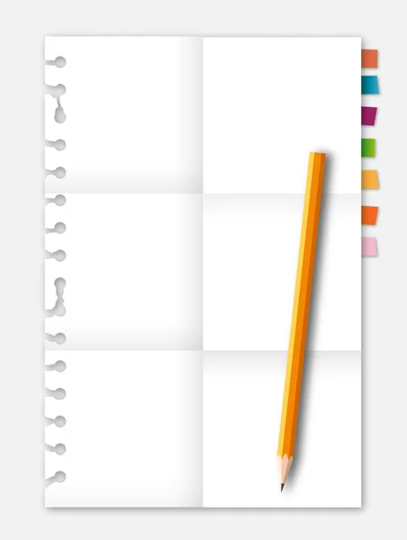 用铅笔折叠的纸张 — 图库矢量图片