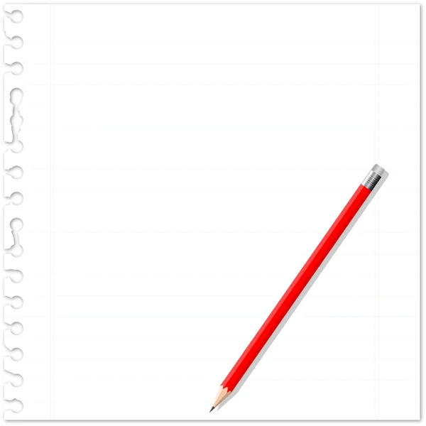 Papier note et crayon rouge — Image vectorielle