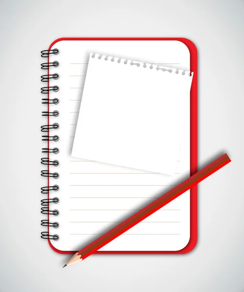 Papel en blanco con cuaderno — Vector de stock