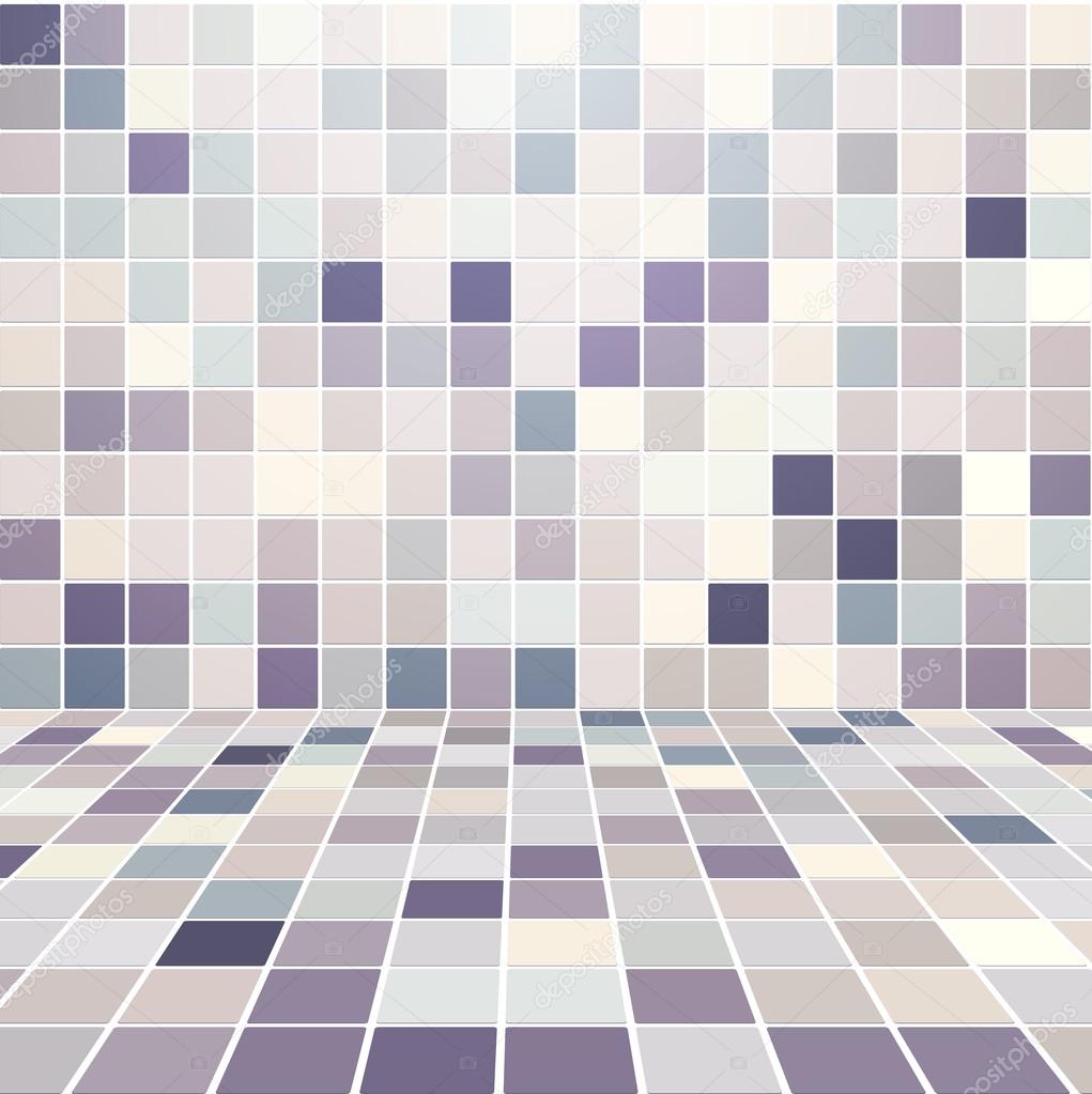 Interior Room with Mosaic Tiled Wall Vector