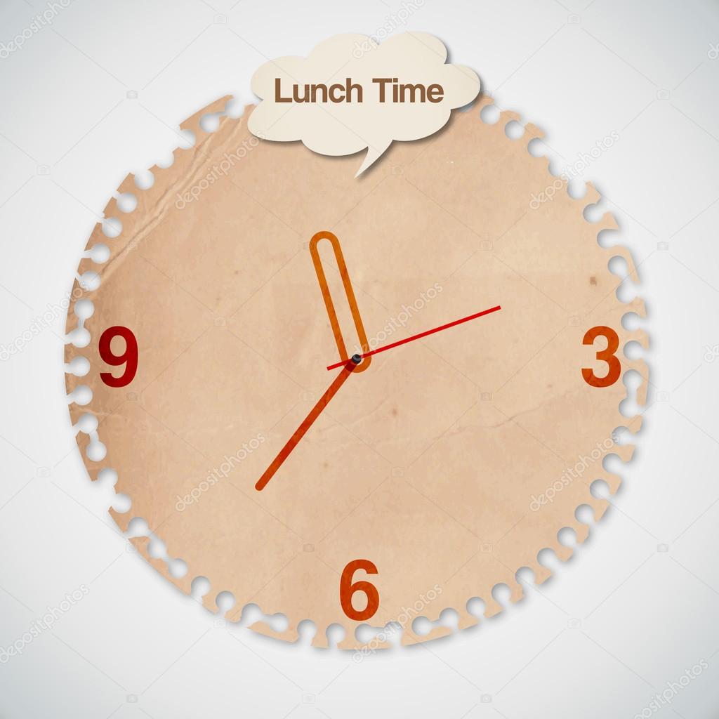 Clock with Lunch Time Words Concept Vector