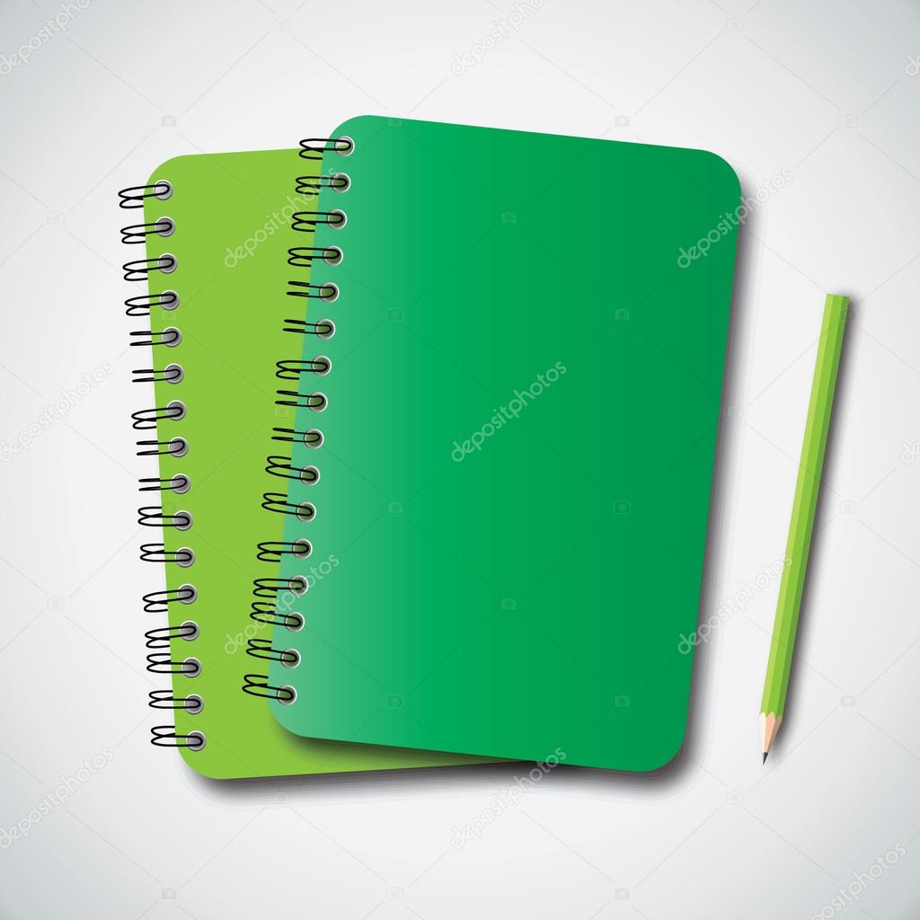 Green Notebook and Pencil