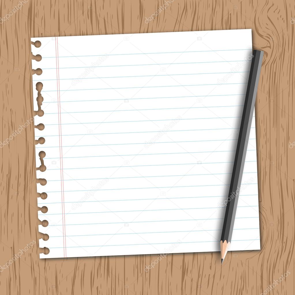 Lined paper with pencil