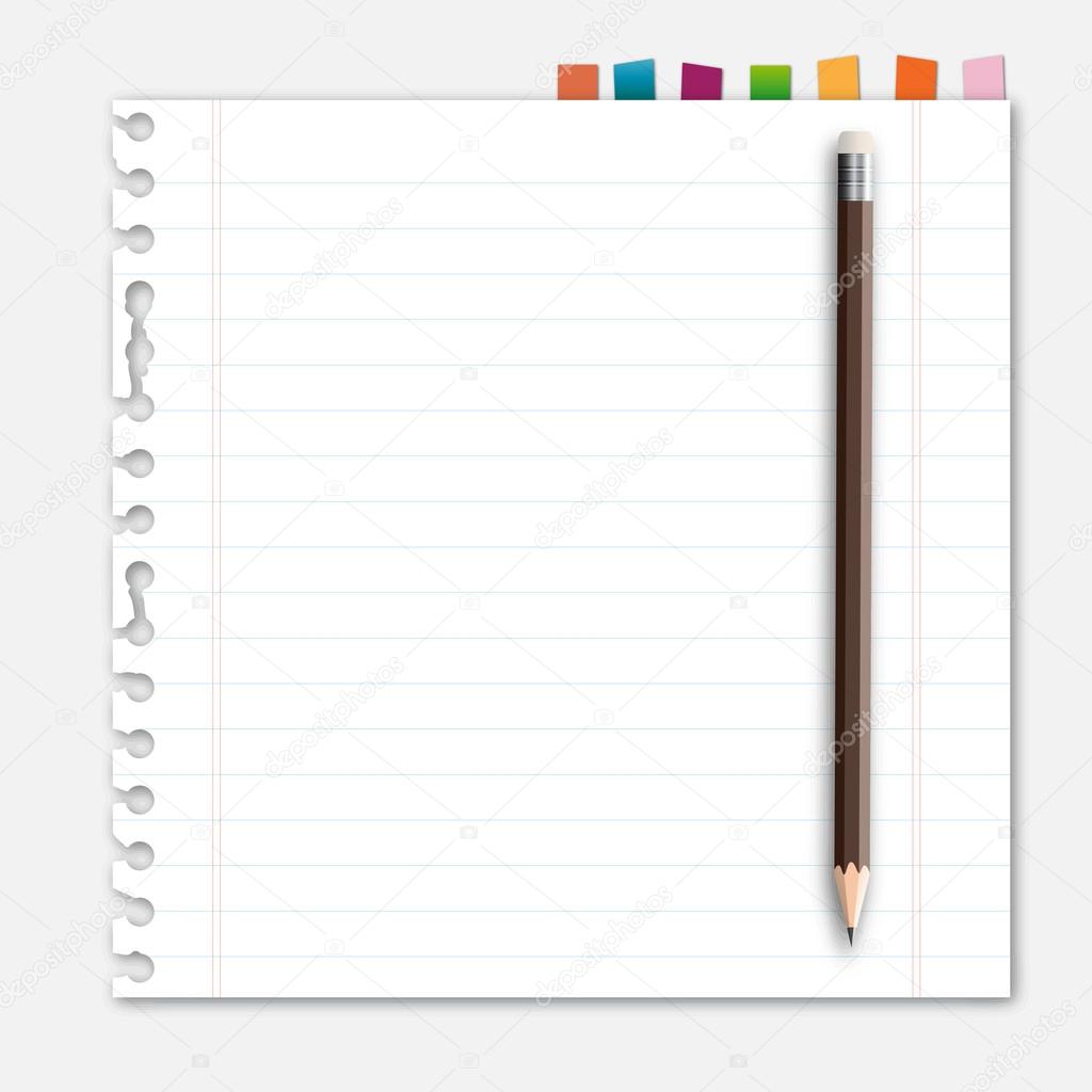 Lined paper pencil and reminder note