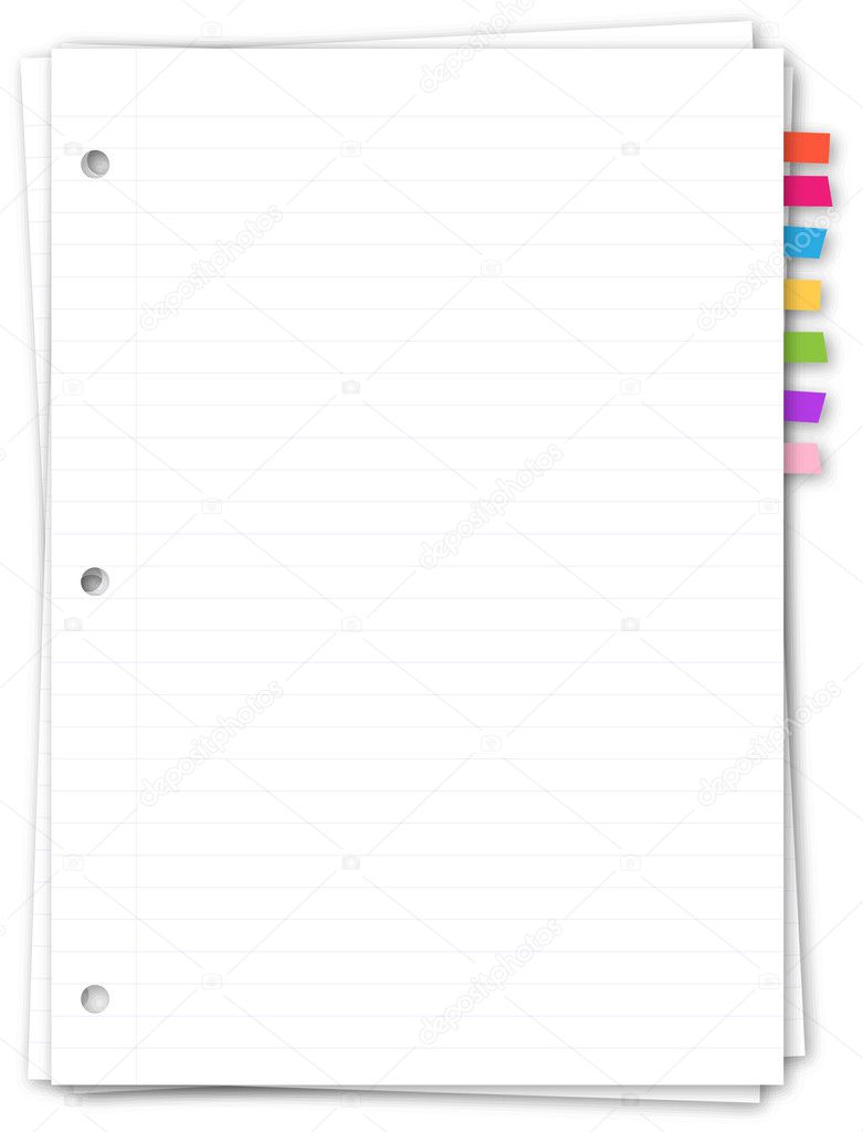 White note paper with bookmarks