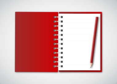 Red Notebook with Pencil clipart