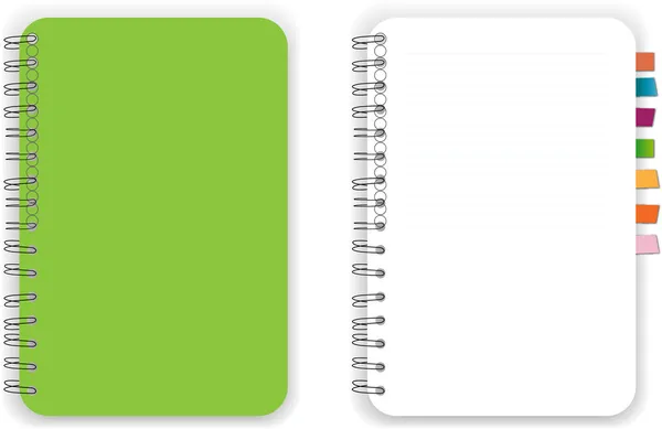 Green notebook reminder — Stock Vector