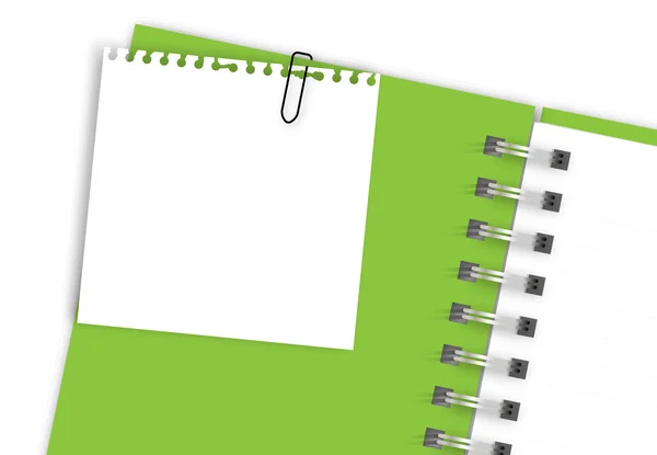 Papel blanco en cuaderno verde — Archivo Imágenes Vectoriales
