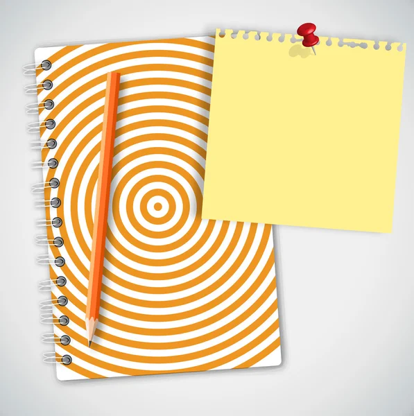 Notebook Paper with Pencil — Stock Vector